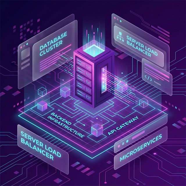 A glowing 3D cube server database cluster