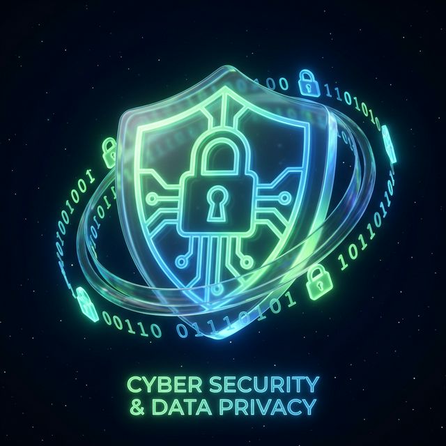 A brilliant glowing neon security shield