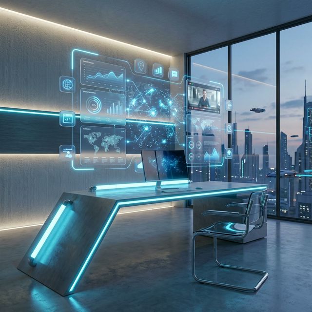 A futuristic holographic web development interface